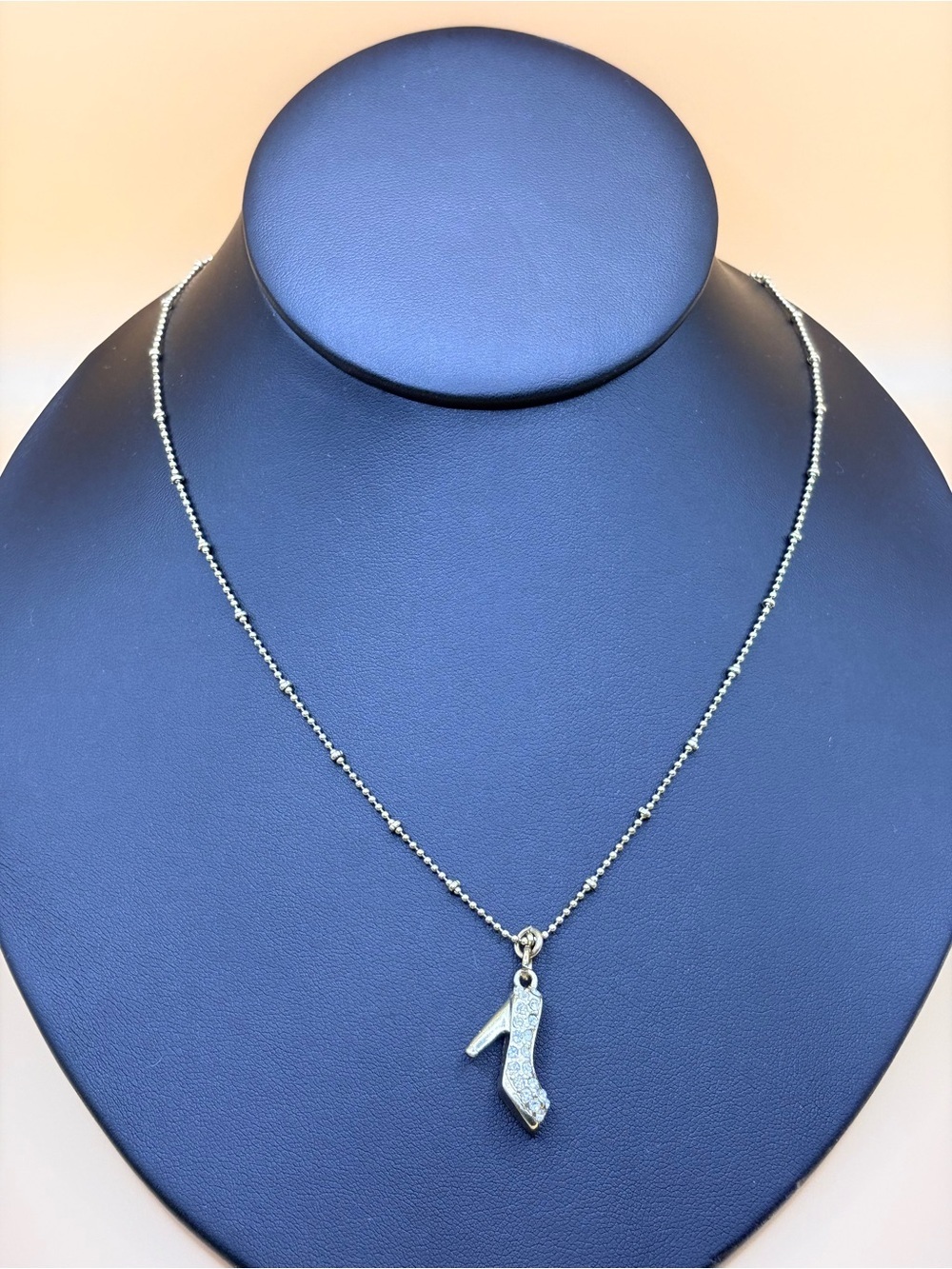 Betsy Johnson Trendy Matte Gold Tone Pavé High Heel Pendant Necklace